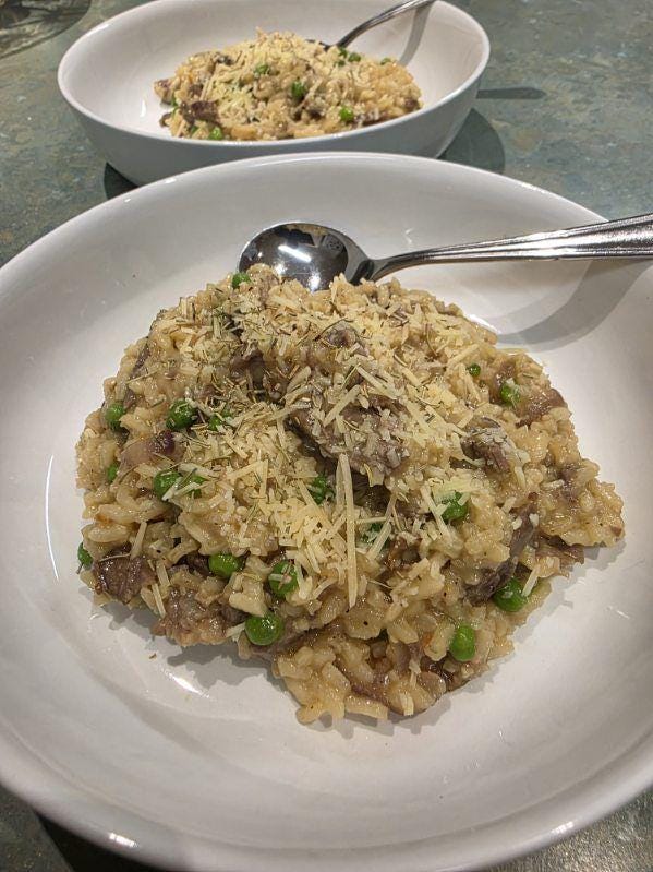 Leftover Lamb Roast & Pea Risotto