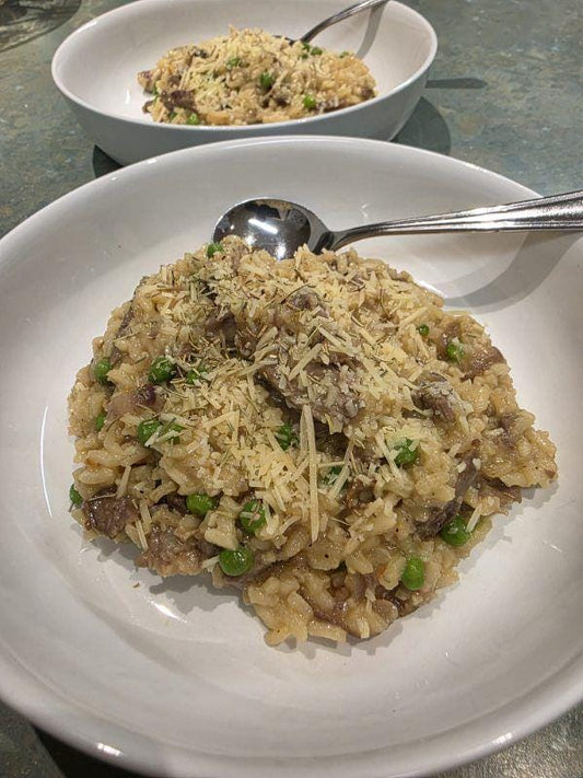Leftover Lamb Roast & Pea Risotto
